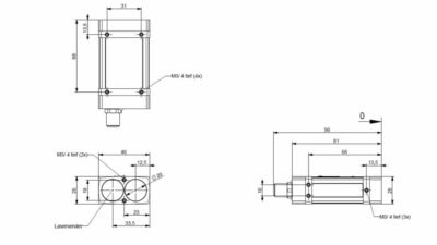Technical drawings of the LAM 70 distance sensor