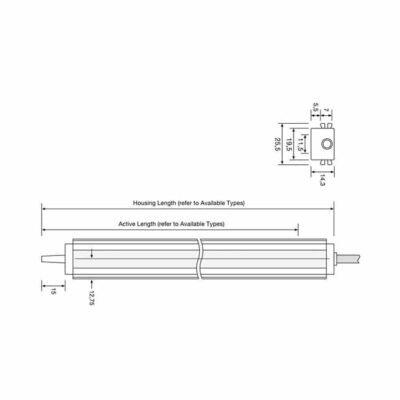 Die technische Zeichnung der SG15 Lichtvorhänge